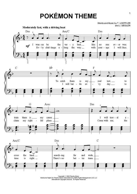 Pokemon Theme piano sheet music | Pokemon theme, Easy piano sheet music, Flute sheet music