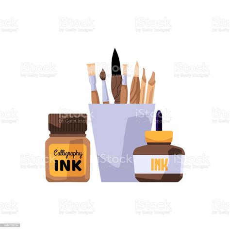 Calligraphy And Lettering Art Supplies Flat Vector Illustration Isolated Stock Illustration ...