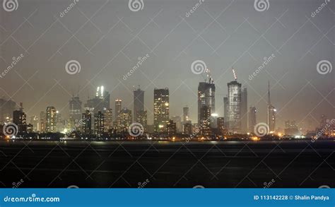 Mumbai Skyline at Night stock photo. Image of long, shutter - 113142228