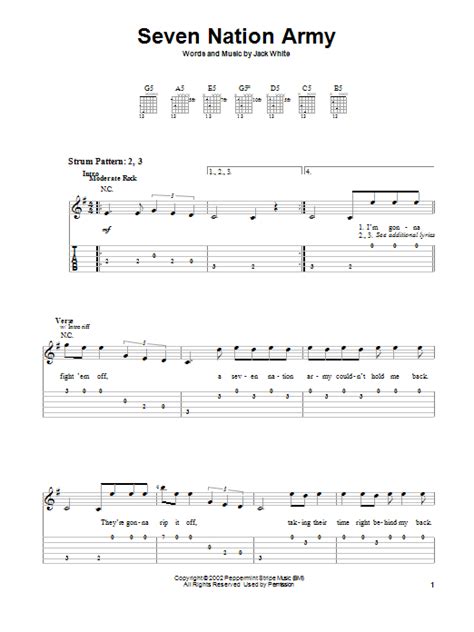 Seven Nation Army by The White Stripes - Easy Guitar Tab - Guitar Instructor