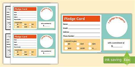 Editable Fundraiser Pledge Card Template | Grade K-5 Twinkl