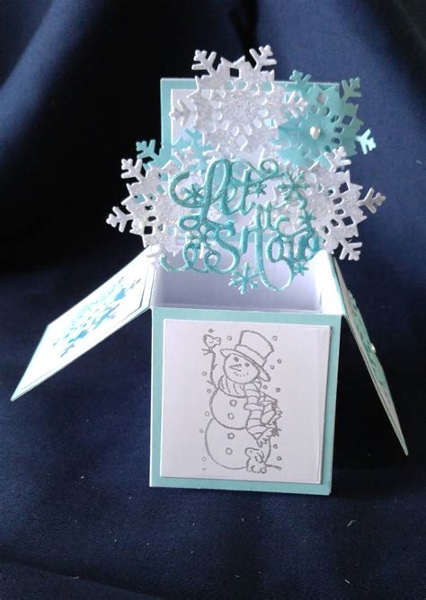 Tattered Lace Pop Up Box Card - Snowman and Snowflakes Christmas Cards 2017, Xmas Cards, Holiday ...