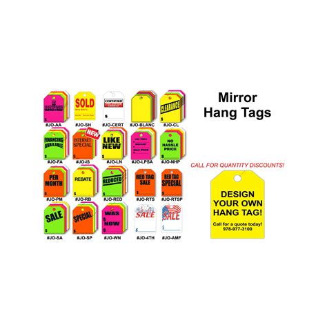 Mirror Hang Tags-Pack – Car dealer supplies | Massachusetts | Oliveri's ...