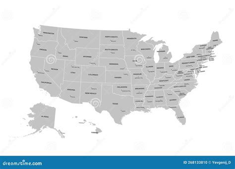 USA Map with Geographical State Borders and Capital Cities. United ...