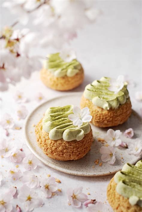 Matcha Cream Puffs (Choux au Craquelin) - Teak & Thyme