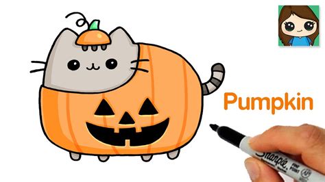 How to Draw Pumpkin Pusheen 🎃 Cute Halloween Art - YouTube