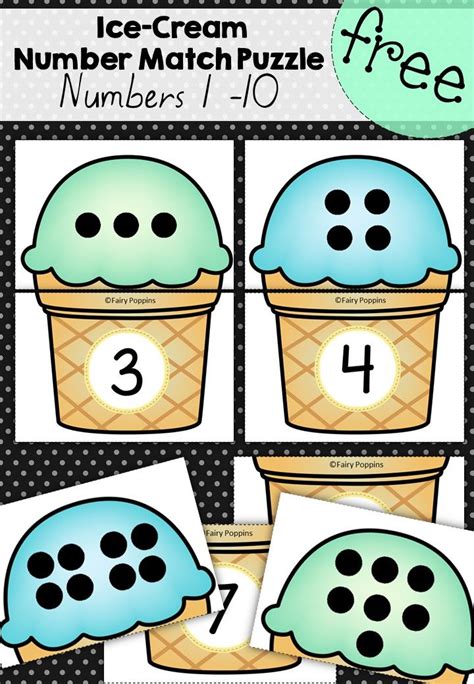 Ice-Cream Number Matching Puzzles (1-10) | Fairy Poppins | Math activities preschool, Numbers ...