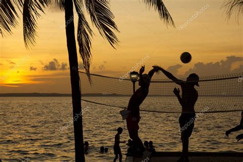 Beach volleyball, sunset on the beach — Stock Photo © Toniflap #7127585