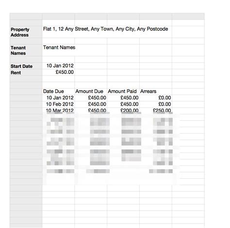 Excel Rental Payment Log Template