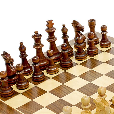 Traditional Staunton Wood Chess Set with Distressed Wooden Board – 14.75 inch Board with 3.75 ...