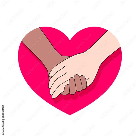 Holding hands on red heart. icon design in flat style. concept of ...