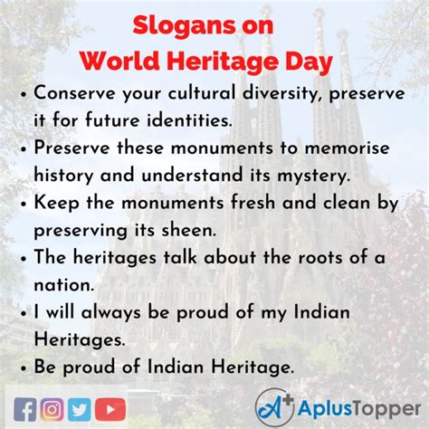 #APlusTopper #SlogansOnWorldHeritageDay #UniqueAndCatchySlogansOnWorld ...