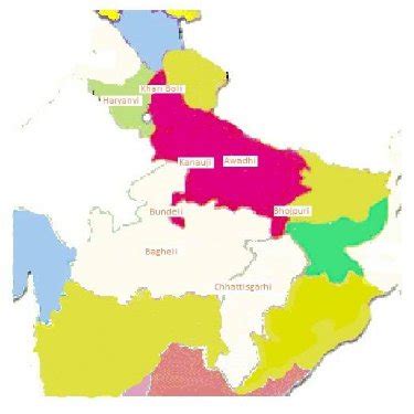 Map of Hindi speaking region indicating the regions of the selected... | Download Scientific Diagram