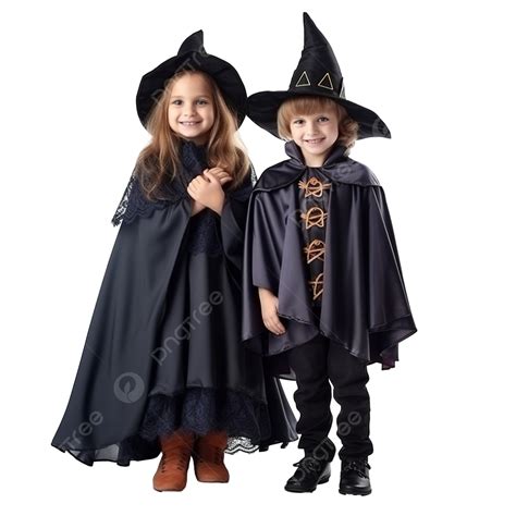 Two Cute Kids In Witch And Dracula Costumes For Halloween, Witch ...