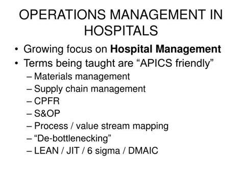 PPT - HEALTHCARE OPERATIONS MANAGEMENT PowerPoint Presentation - ID:233618