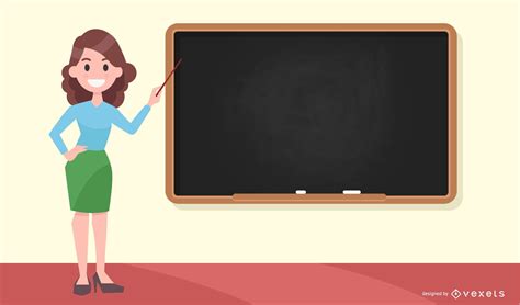 Teacher Pointing At Blackboard Vector Download