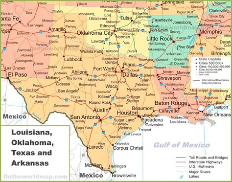 Oklahoma Arkansas Map With Cities | Time Zones Map