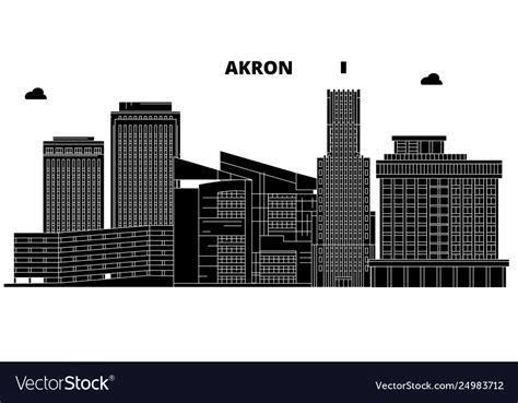 Akron united states outline travel skyline Vector Image