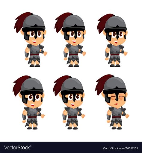 Spartan cartoon idle game character animation Vector Image