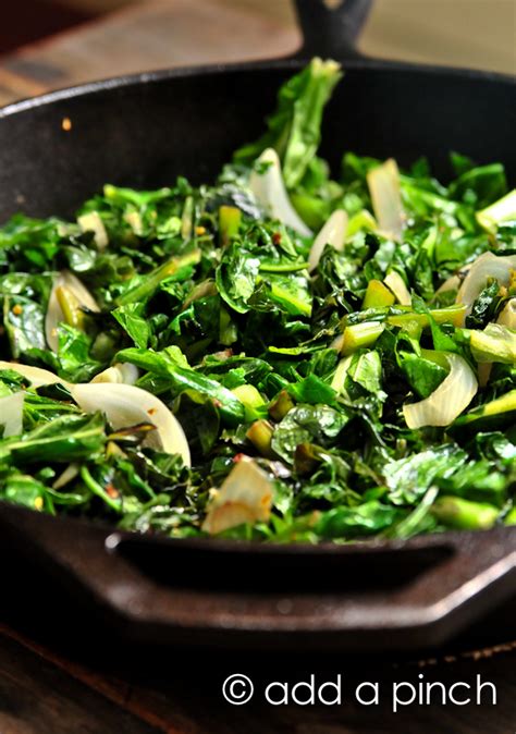 Spicy Skillet Turnip Greens Recipe - Cooking | Add a Pinch | Robyn Stone