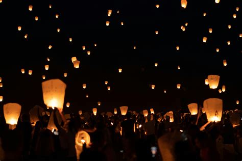 Flying Lanterns at Night · Free Stock Photo