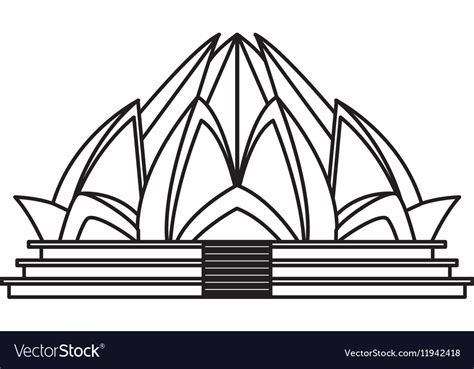 Lotus temple architecture Royalty Free Vector Image