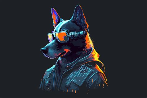 Dog Cyberpunk Vector Illustration Graphic by BreakingDots · Creative Fabrica