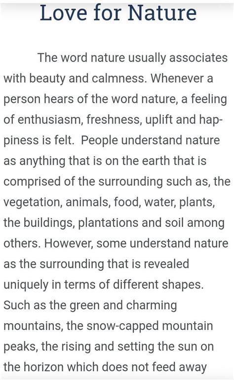 love for nature paragraph - Brainly.in