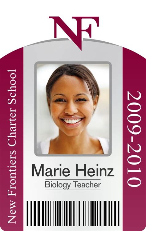 New Frontier Charter School portrait ID badge with barcode. | Ceo business card, Identity card ...