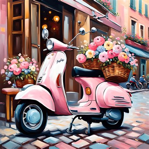 A Pink Vespa In Paris A402 Free Stock Photo - Public Domain Pictures