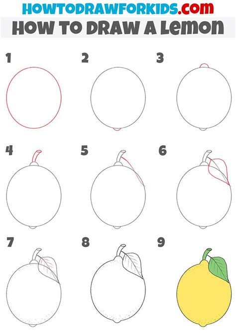 How to Draw a Lemon - Easy Drawing Tutorial For Kids | Lemon drawing, Drawing tutorial, Fruits ...