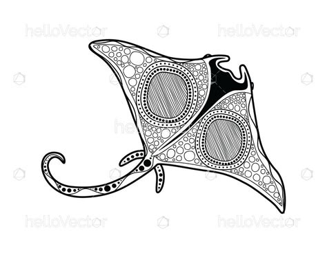 Stingray drawing in aboriginal art style - Vector illustration - Download Graphics & Vectors