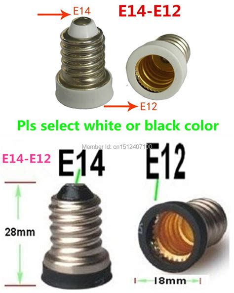 10pcs E14 to E12 Base Adapter Converter Lamp Holder E14 E12 LED light bulb base lamp socket ...