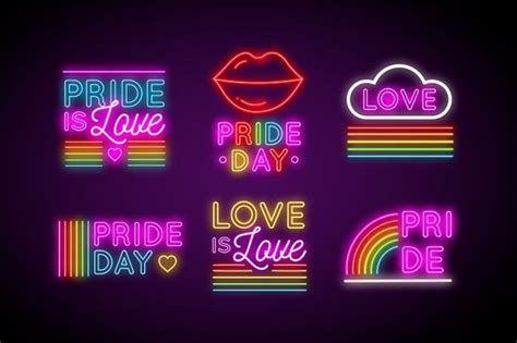 Pacote de sinais de néon do dia do orgulho | Vetor Grátis Love And Pride, Love You, Pride Day ...