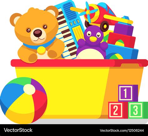 Kids toys in box clipart Royalty Free Vector Image