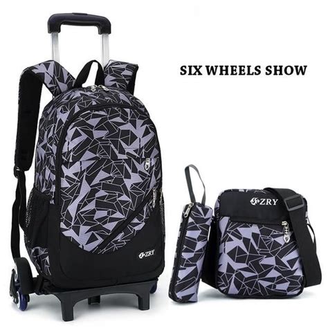 3Pcs/Set Printing Trolley School Bags For Girls Backpack Middle School ...