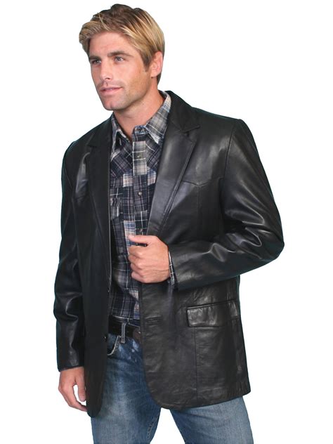 Pungo Ridge - Scully Men's Prairie Leather Western Blazer - Black ...