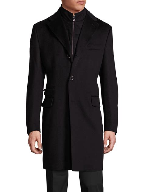 Corneliani Virgin Wool Long Coat in Black for Men - Lyst