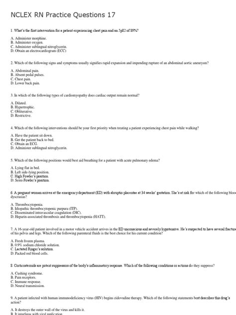 Printable Nclex Practice Questions