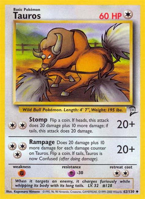 Tauros 62 (Base Set 2 2000) Pokemon Card