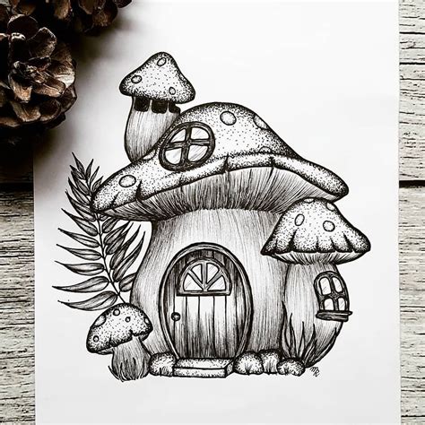 How To Draw A Mushroom House at How To Draw