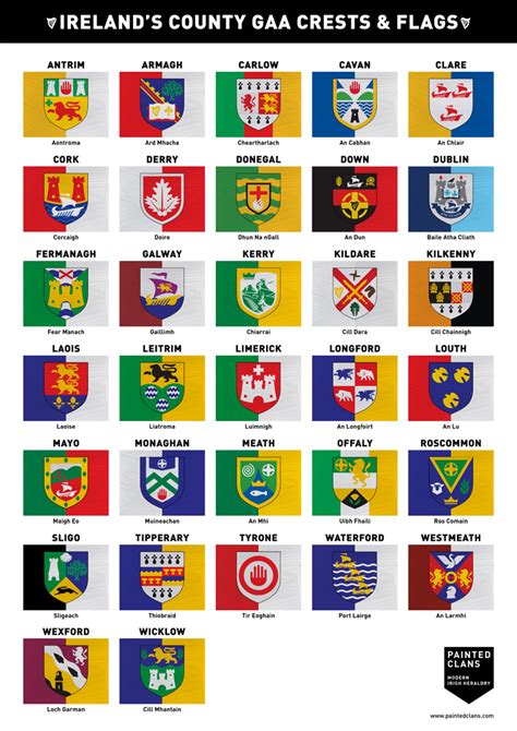 Ireland's County GAA Crests & Flags. www.paintedclans.com | Ireland, Genealogy ireland, Flag