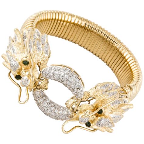 Dragon Bracelet with Diamonds and 18 Karat Yellow Gold at 1stDibs ...