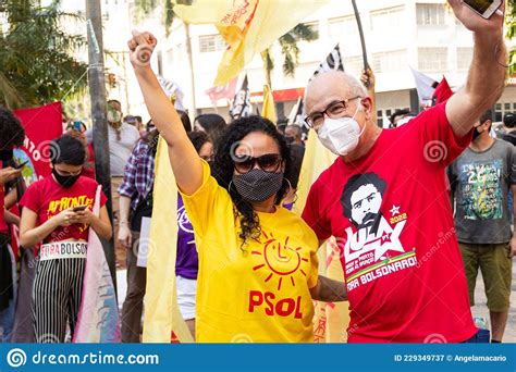 Protest Against the President of Brazil Jair Bolsonaro. Editorial ...