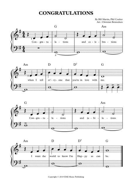 Congratulations (arr. Christian Bennedsen) by Phil Coulter Sheet Music ...