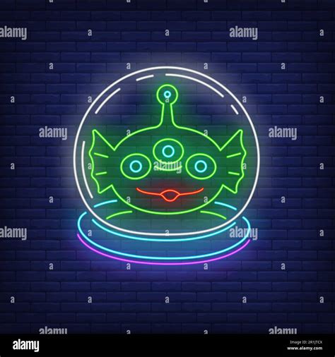 Funny alien head in glass helmet neon sign Stock Vector Image & Art - Alamy