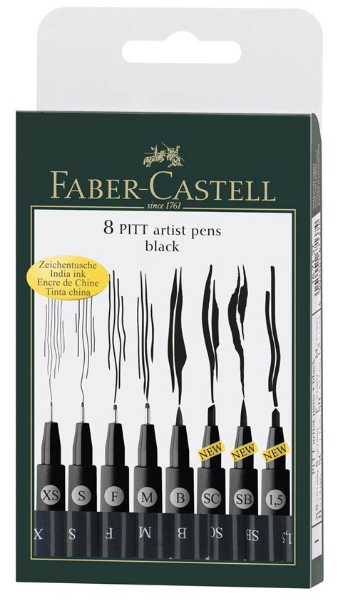 Buy Faber Castell Artist Pack of 8 Assorted Sizes, 8-Pitt Pens in Black ...