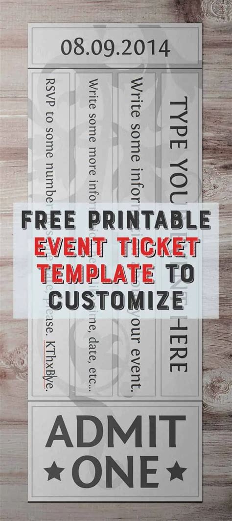 Free Printable Event Ticket Template to Customize