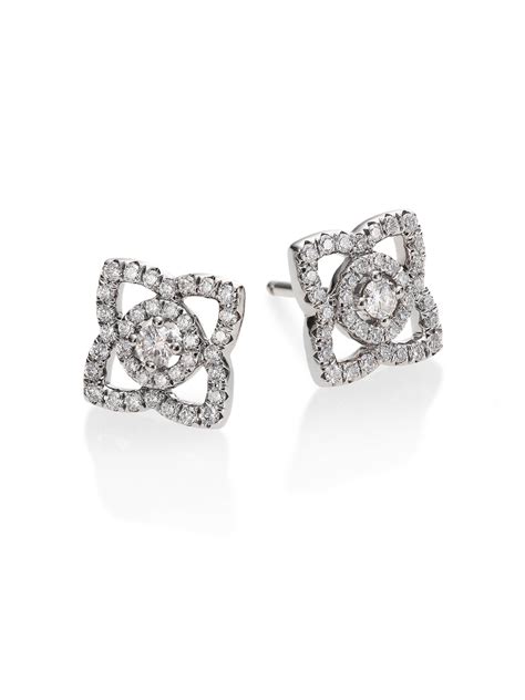 De beers Enchanted Lotus Diamond & 18k White Gold Stud Earrings in Metallic | Lyst