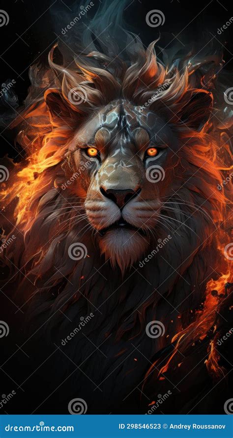 Fire Lion for Modern Poster or Tattoo. Stock Illustration - Illustration of power, african ...